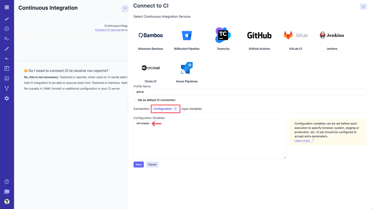 Testomatio - Configuration