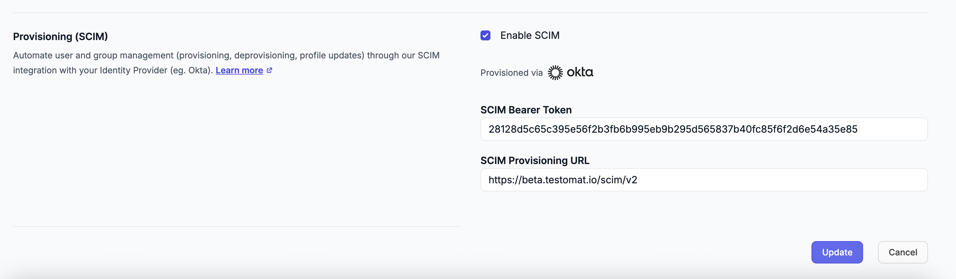 Testomatio - Enable SCIM